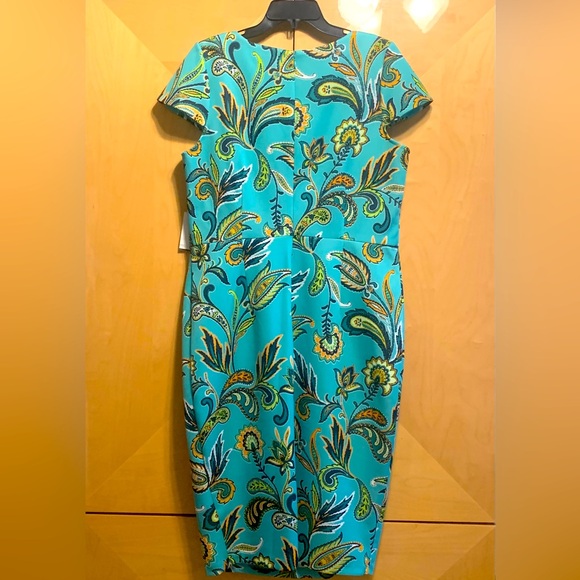 Alexia Admor Womens Dress Green Floral V Neck Short Sleeves NEW Size XL - Picture 3 of 3